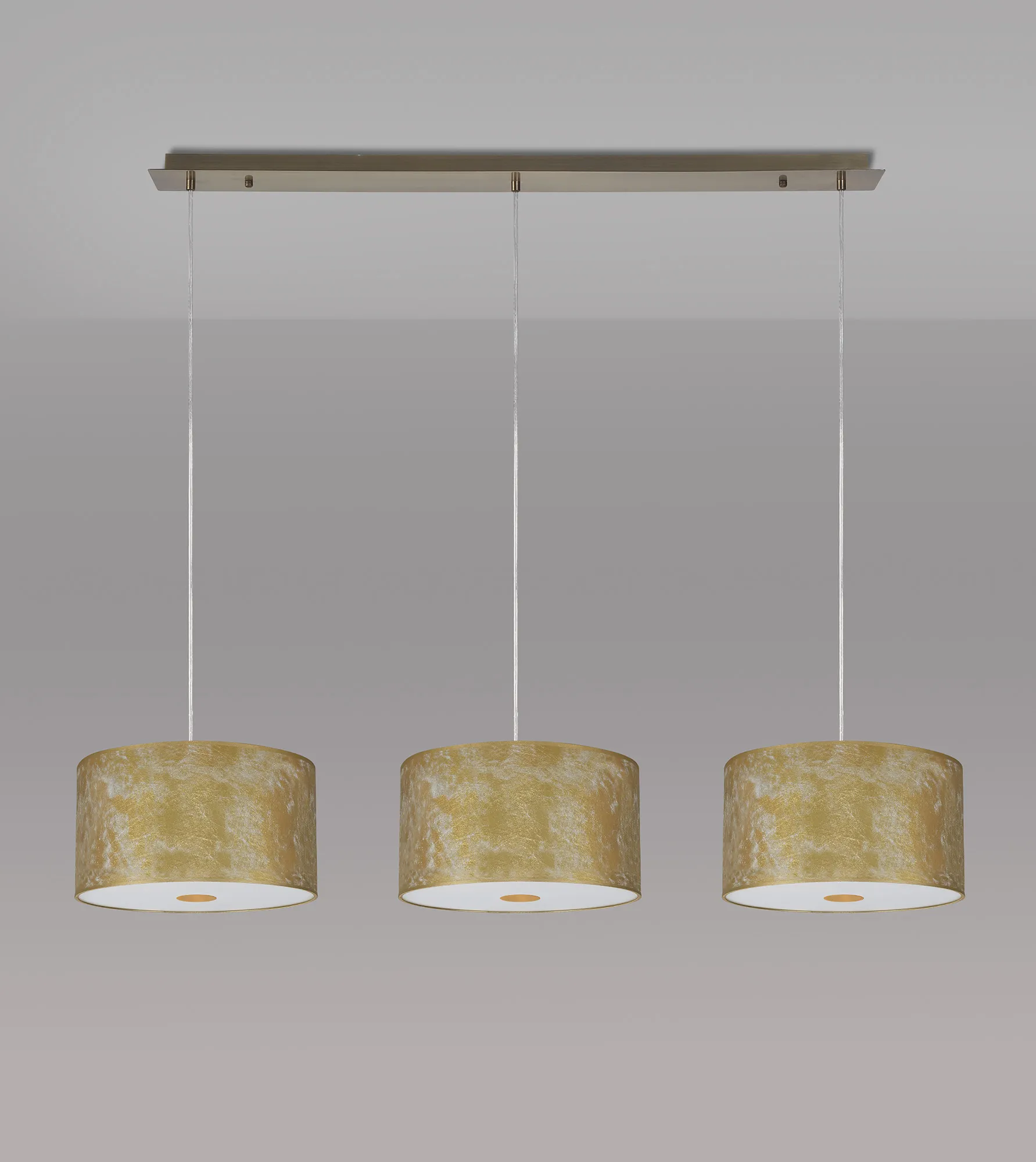 Baymont 30cm Shade 3 Light Pendant Antique Brass, Gold Leaf, Frosted Diffuser DK0841  Deco Baymont AB GL